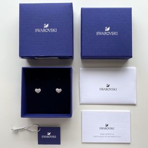 Swarovski Heart Pierced Earrings White